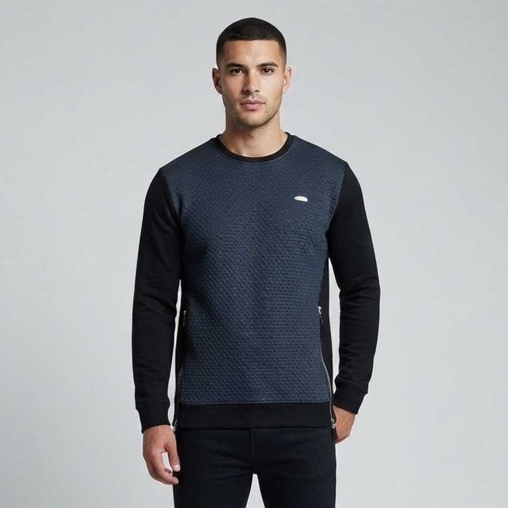 Philipp Plein Homme Black Quilted Side Zip Sweatshirt Mens XXL Logo Plaque
